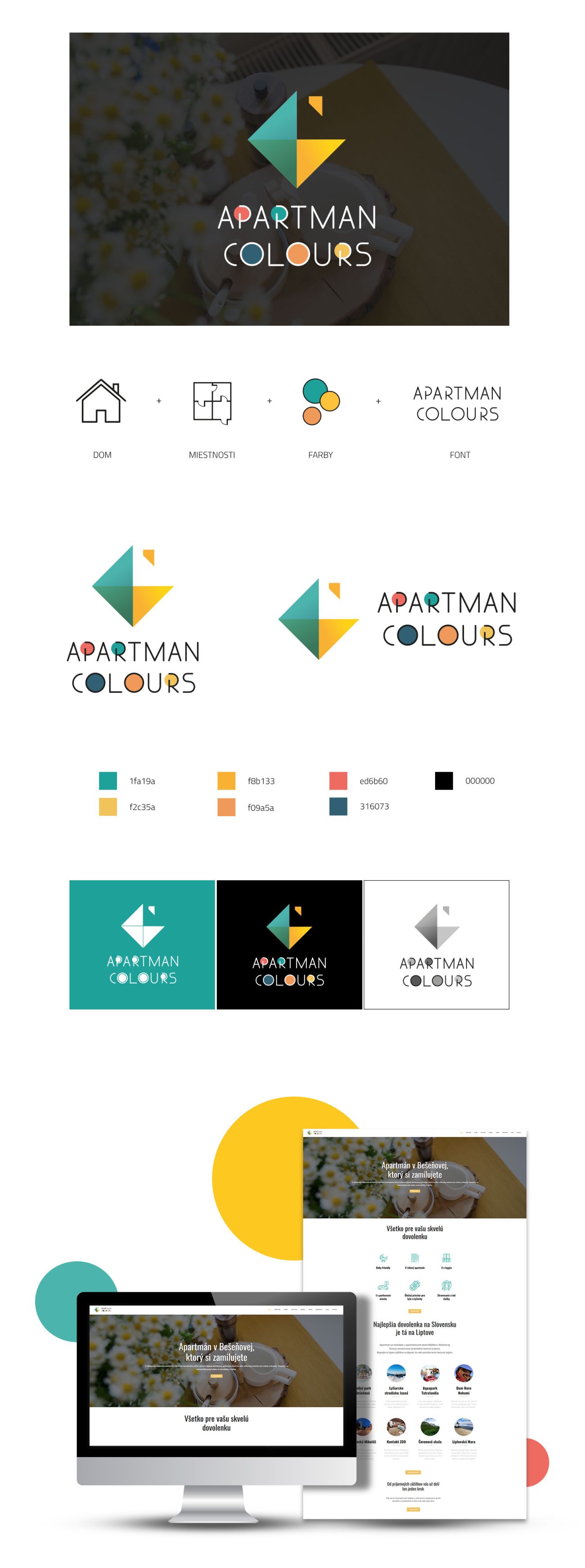 Ukážka aplikácie loga Apartman Colours