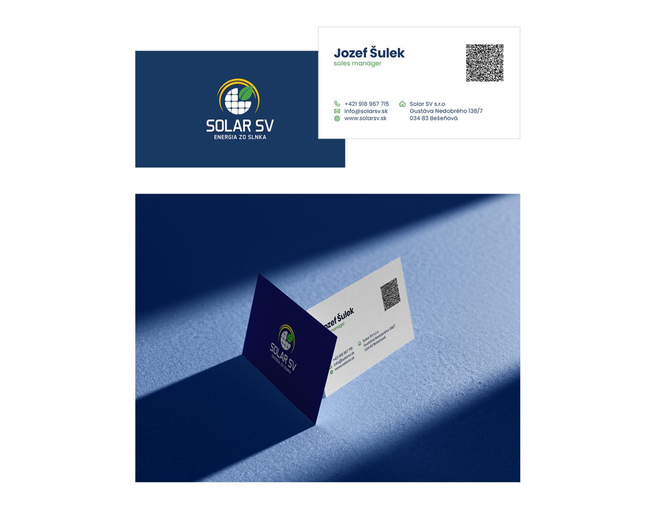 Ukažka referencie tvorby vizitky pre Solar SV