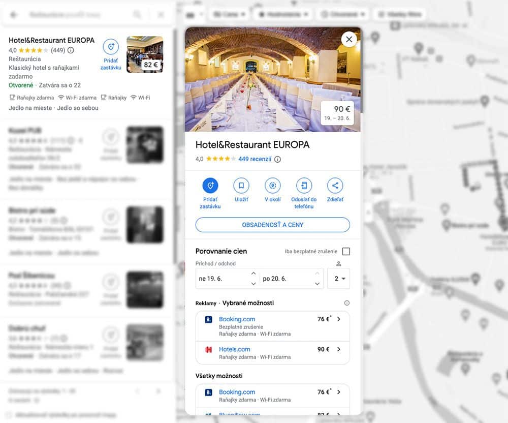 Zobrazenie firemného profilu na Google mapách v službe Moja firma na Google
