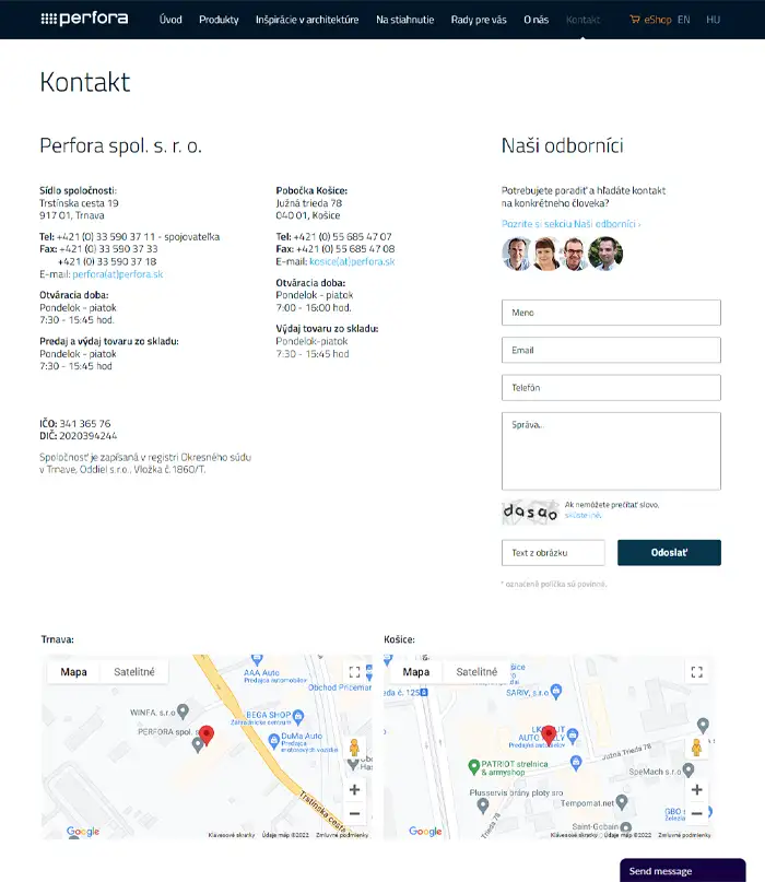 Koľko kontaktných údajov je potrebných na webstránke?