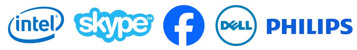 Ukážka použitia modrej farby v logách značiek