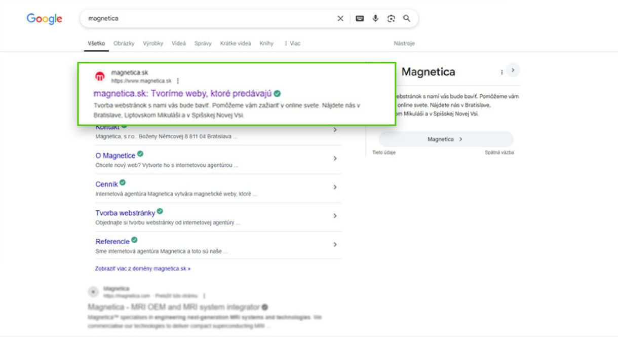 Ukážka správne vyplneného SEO meta názvu a popisu na webstránke