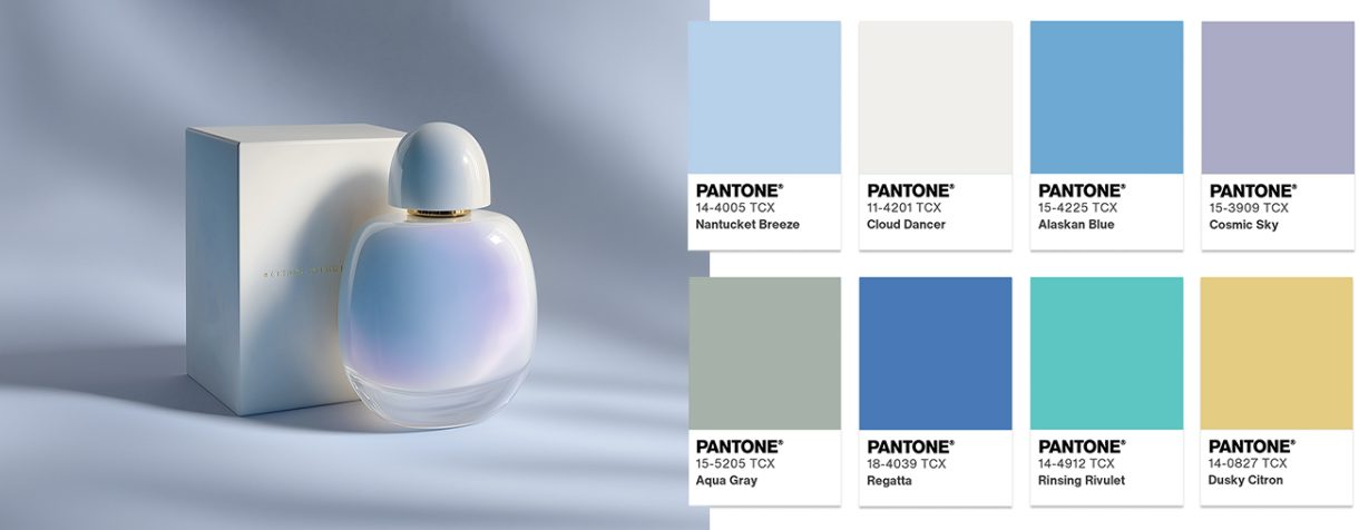 Ukážka použitia farby roka 2026 PANTONE 11-4201 - Cloud Dancer vo farebnej palete Atmospheric