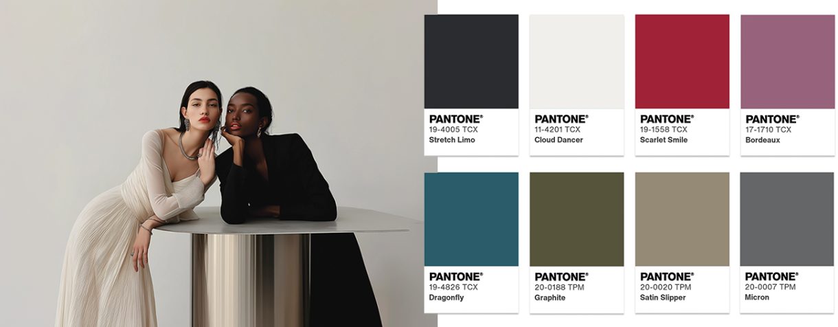 Ukážka použitia farby roka 2026 PANTONE 11-4201 - Cloud Dancer vo farebnej palete Glamour & Gleam