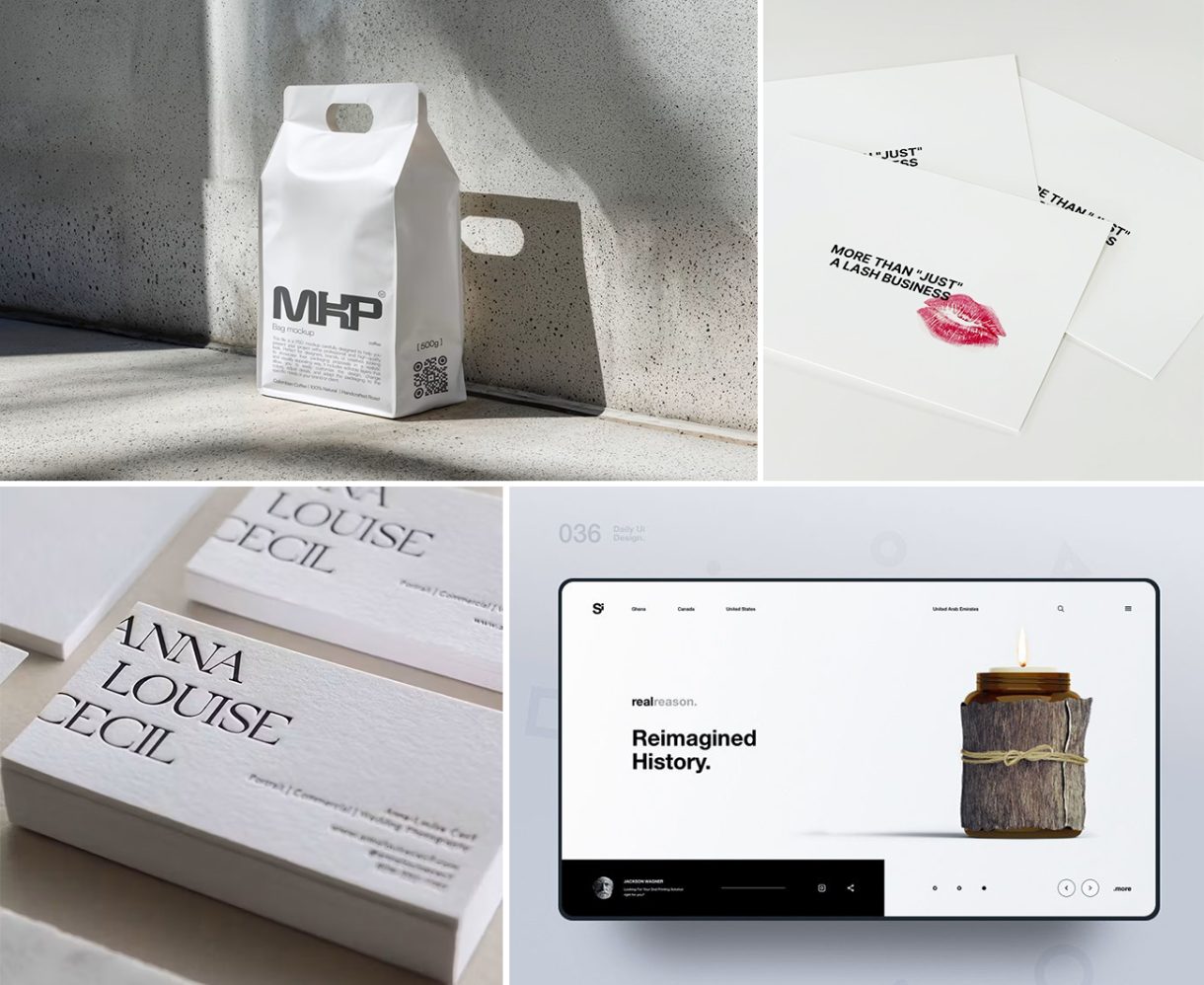 Ukážka farby roka 2026 PANTONE 11-4201 - Cloud Dancer na rôznych grafikách