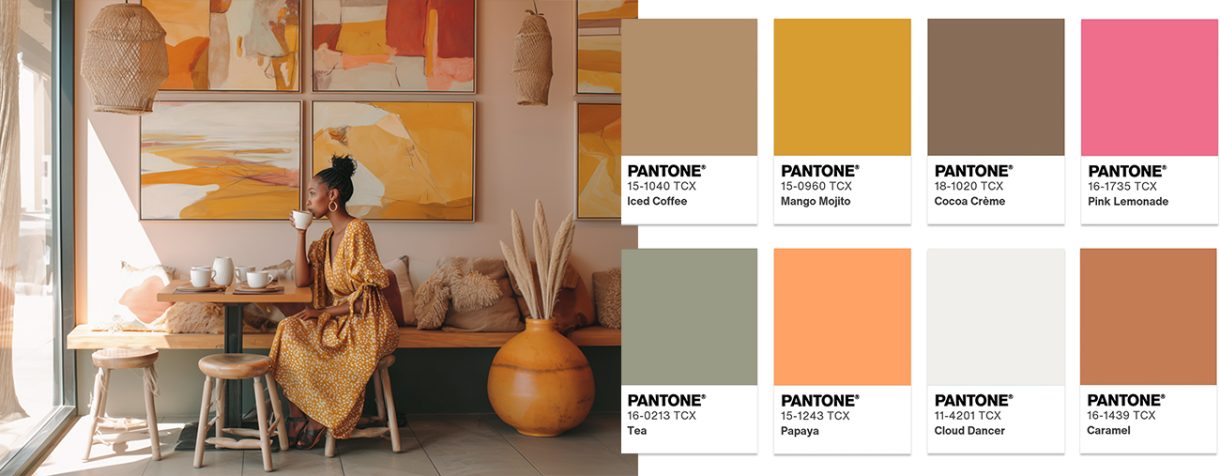 Ukážka použitia farby roka 2026 PANTONE 11-4201 - Cloud Dancer vo farebnej palete Take a Break