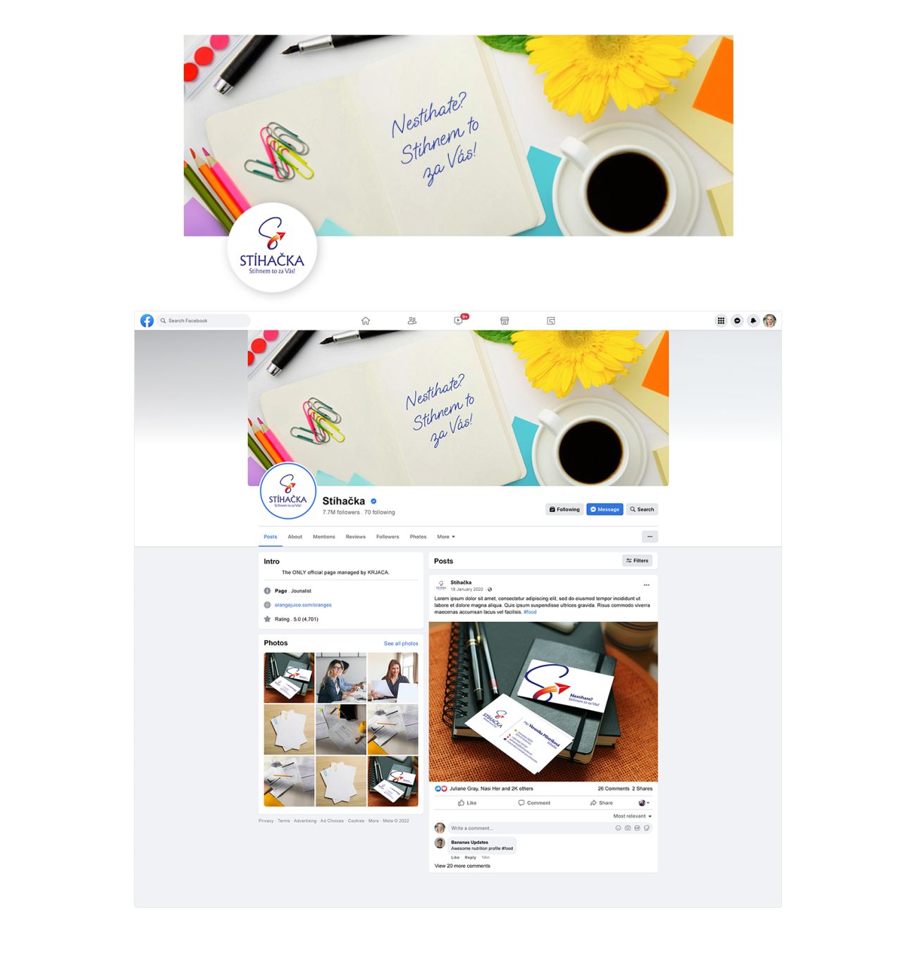 Grafický dizajn titulného obrázka Stíhačka pre Facebook