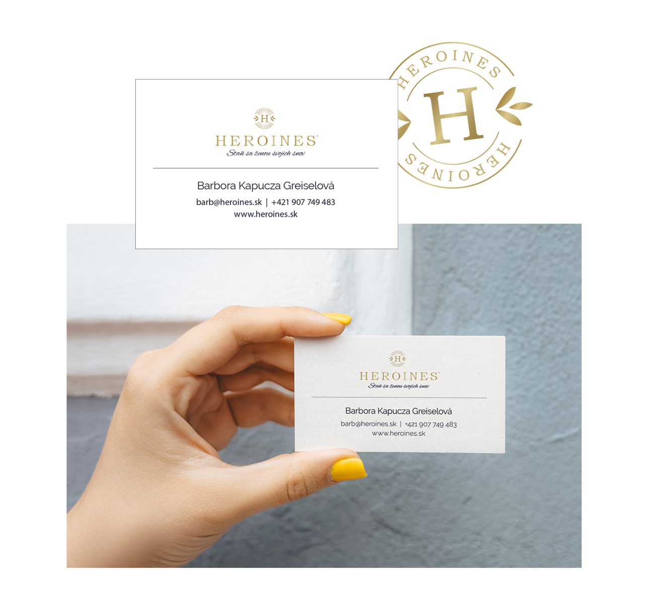 Tvorba vizitky pre Heroines.sk
