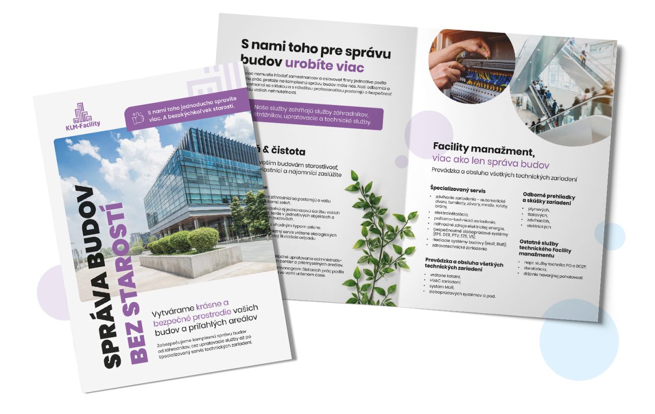 Grafický dizajn brožúry pre KLM Facility