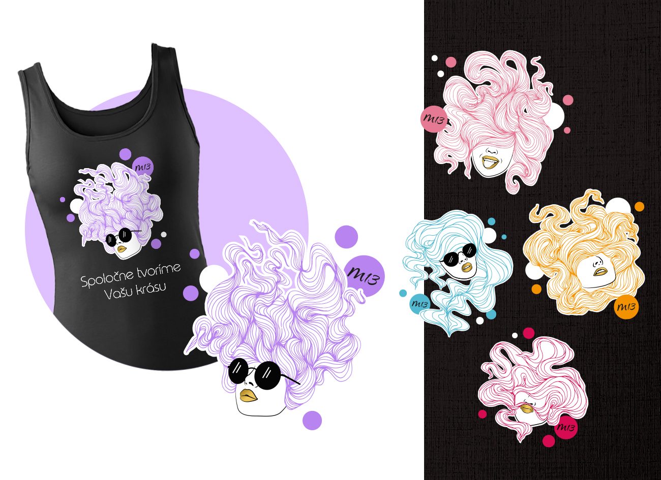 Návrh tričiek pre kadernícky salón Studio m13
