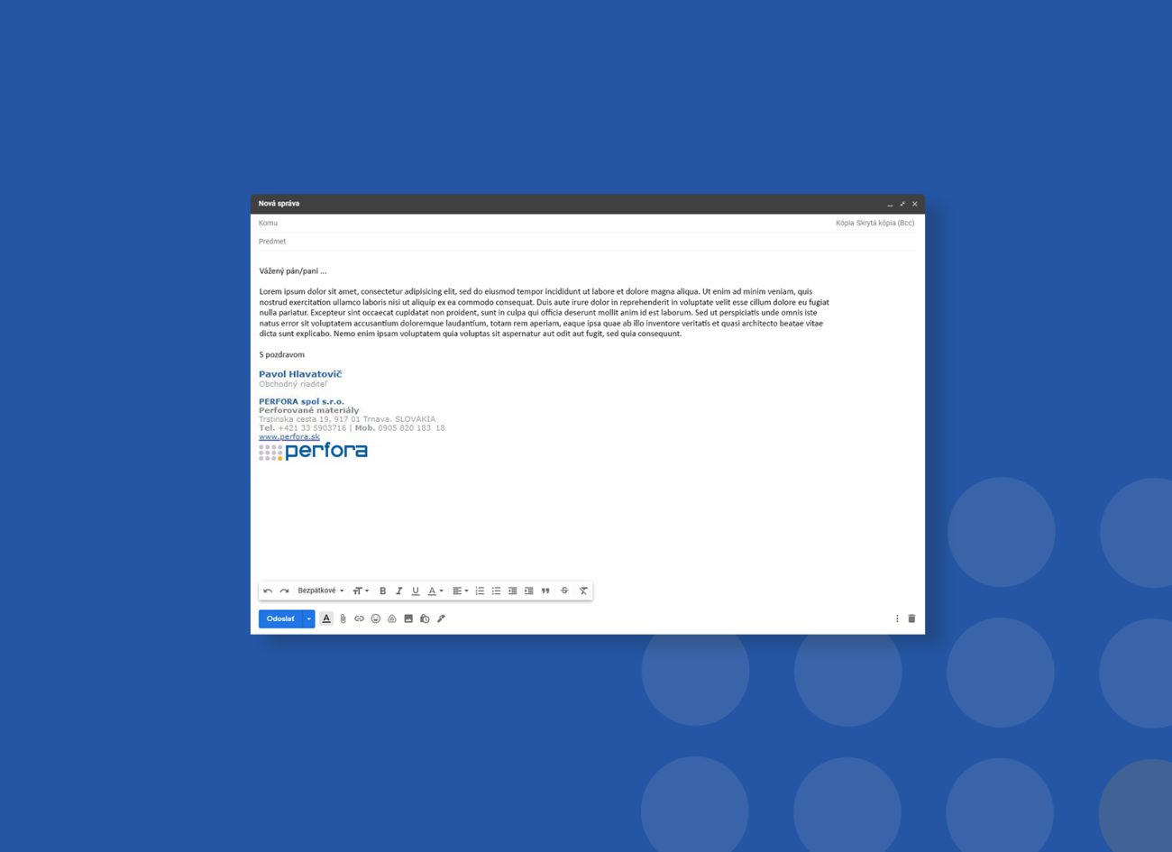 Emailový podpis pre Perfora