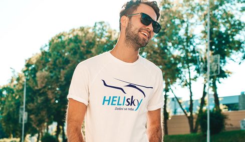 Grafický dizajn potlače tričiek pre Heli Sky