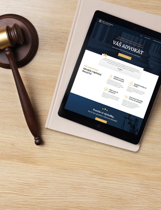 ukážka webu na tablete pre odvokáta