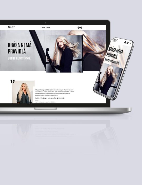 ukážka webu pre vlasové štúdiu m13