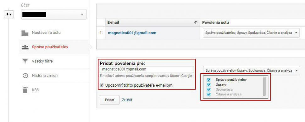 Prístup k vášmu účtu Google Analytics - magnetica.sk