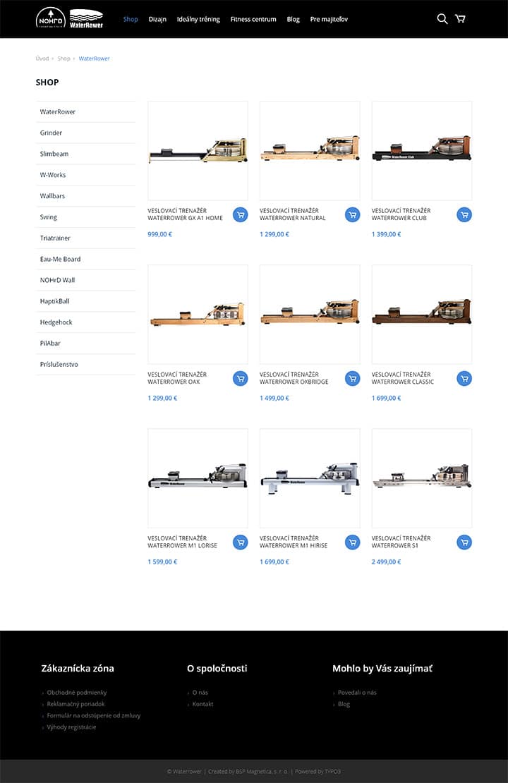 grafický dizajn, copywriting, SEO a tvorba eshopu na mieru pre WaterRower