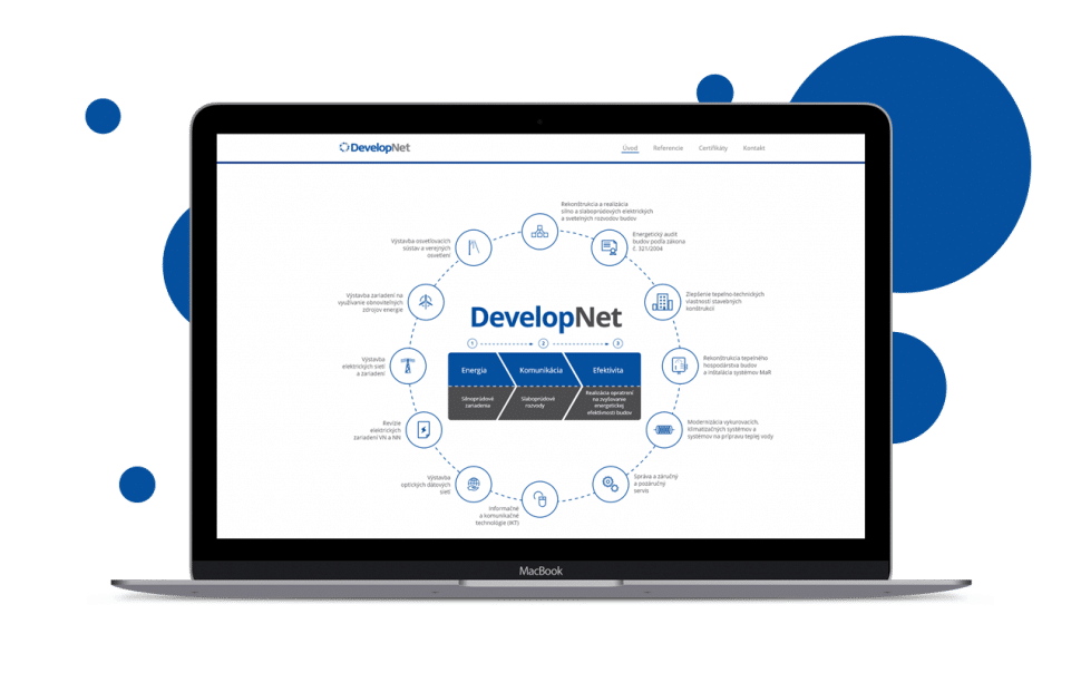 grafický dizajn, copywriting, SEO a tvorba webstránky na mieru pre DevelopNet