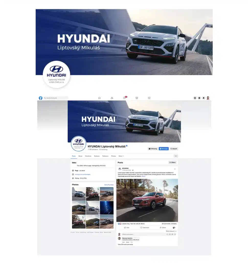 grafický dizajn titulného obrázka pre facebook pre Hyundai Litptovský Mikuláš